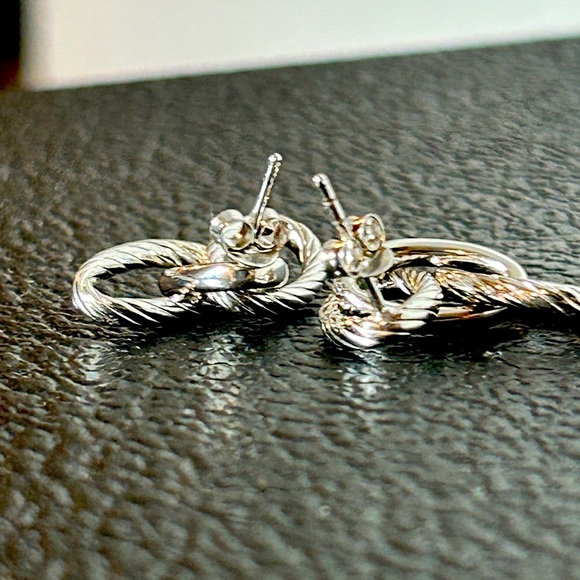 Elegant Sterling Silver Twisted Knot Earrings - Picture 3 of 6